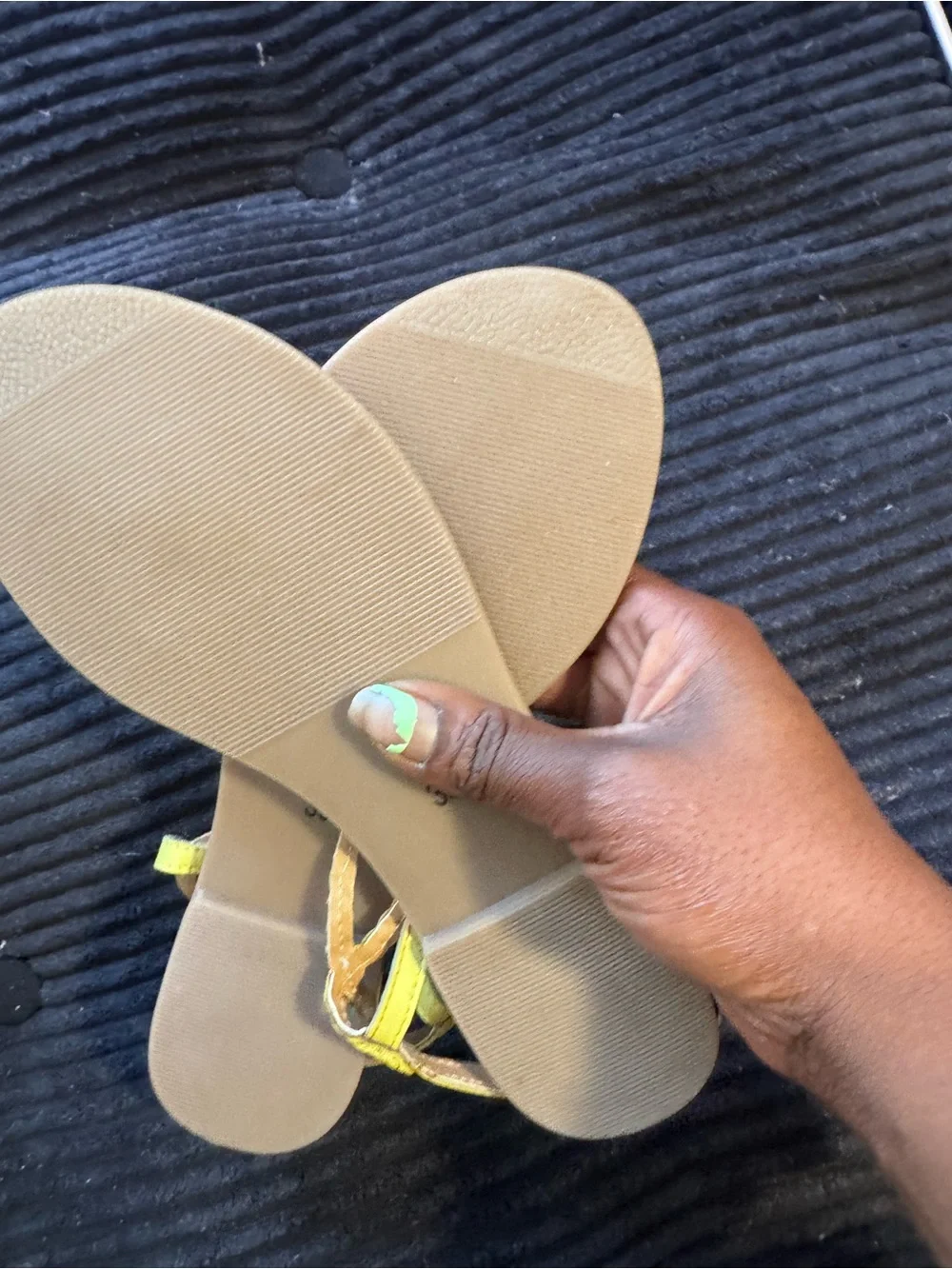 Vero Moda Neon Yellow Braided T-Strap Sandals size 8.5